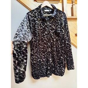 Belle Kim Gravel Womens Leopard Velvet Button Down Shirt Whimsigoth Fairy Grunge